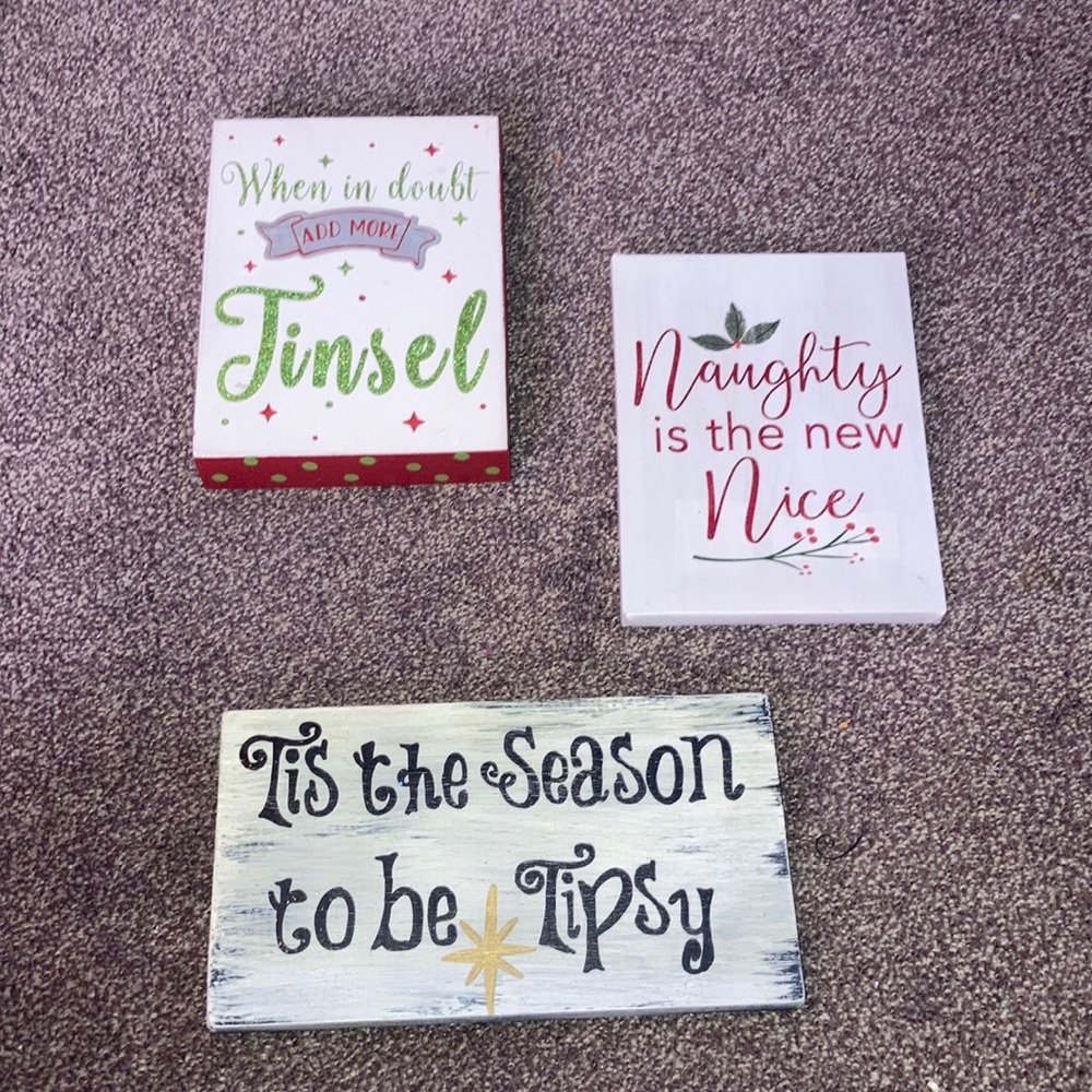 Christmas Signs, Lot of Three,